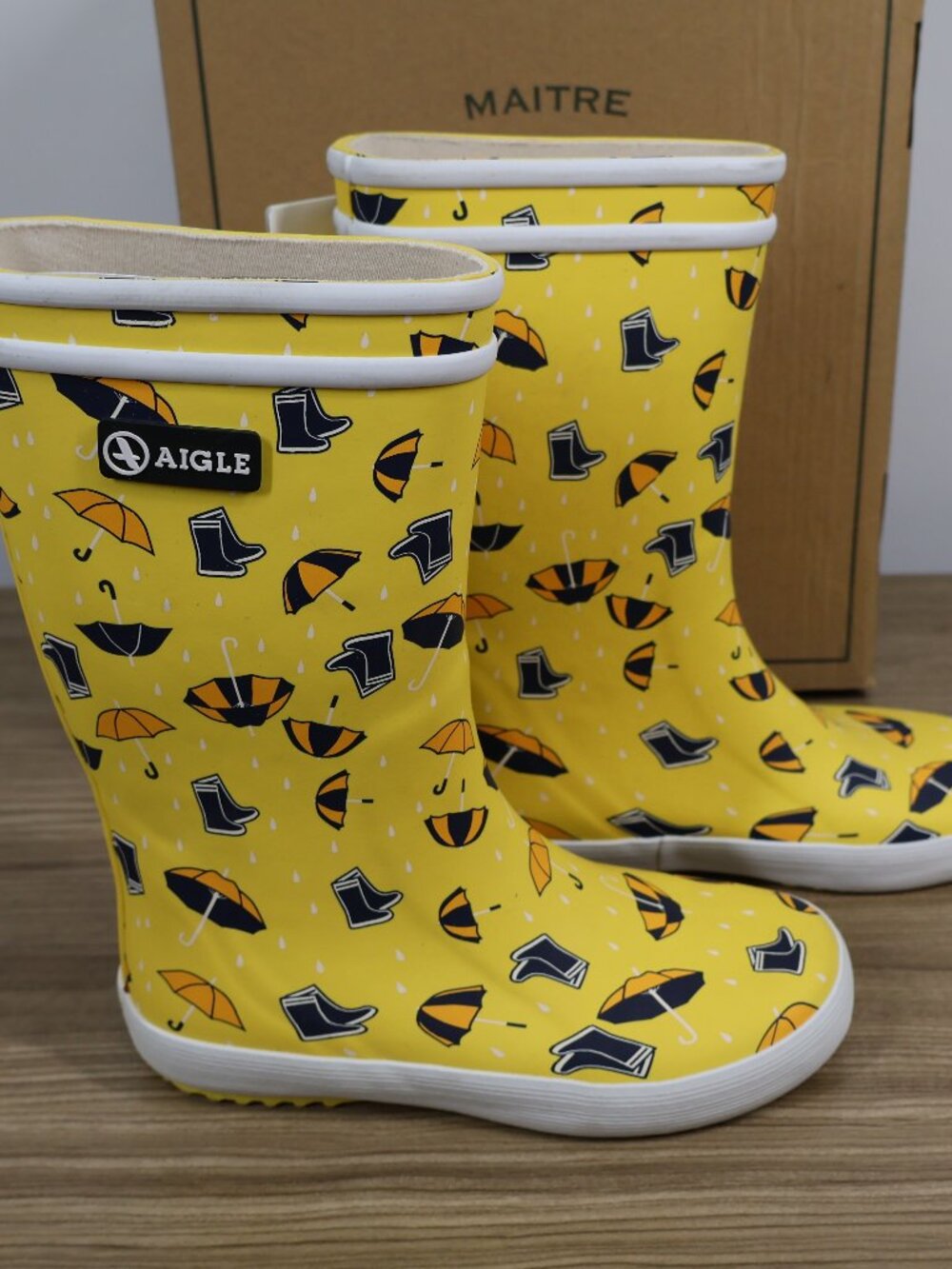 Kid's Lolly Pop Rain Boots – Umbrella Theme | Yellow SIZE 13